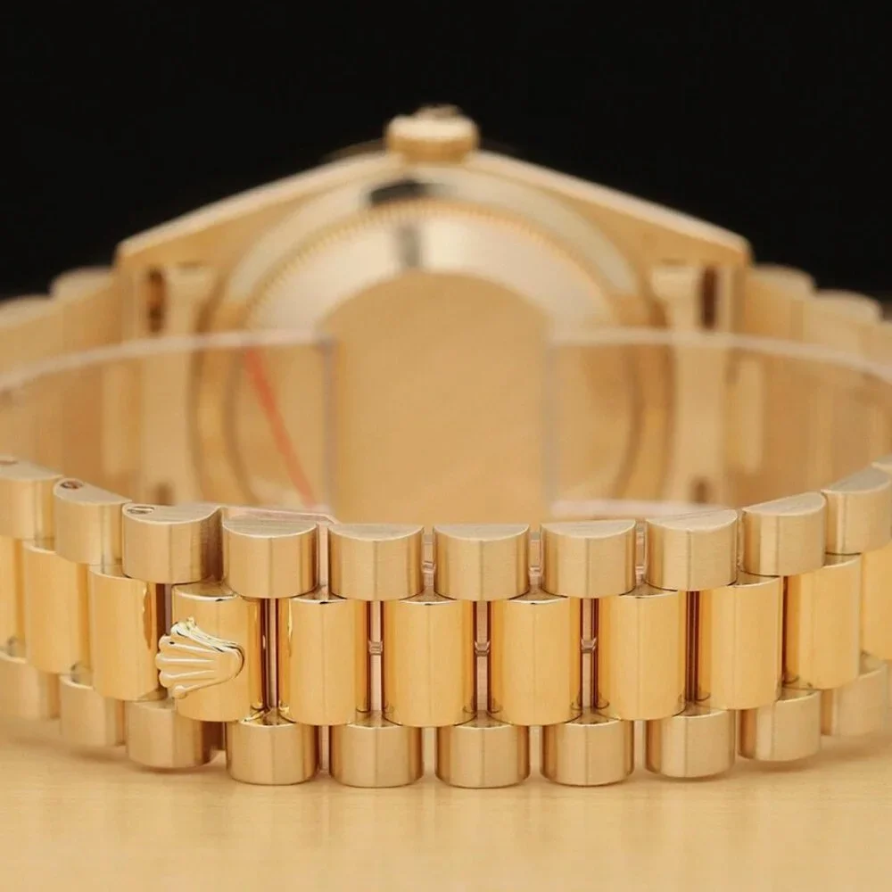 PAPER ROLEX MENS DAY-DATE FACTORY DIAMOND 18K YELLOW GOLD PRESIDENT WATCH